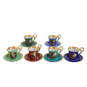 Kunst Hummendorf Kronach Porcelain Six Set Of Teacups And Saucers Circa 1950